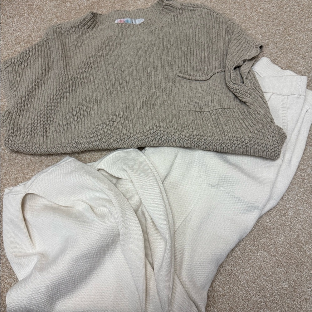 Free People Freya Sweater Set- Oatmeal Bone Combo, Medium